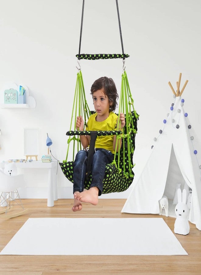 BOFFLE Cotton Swing Chair for Kids Baby's Children Folding and Washable1-3 Years with Safety Belt/Home,Garden Jhula for Babies|Swing for Kids | Seat and Back Side 16x16 inch - Image 1